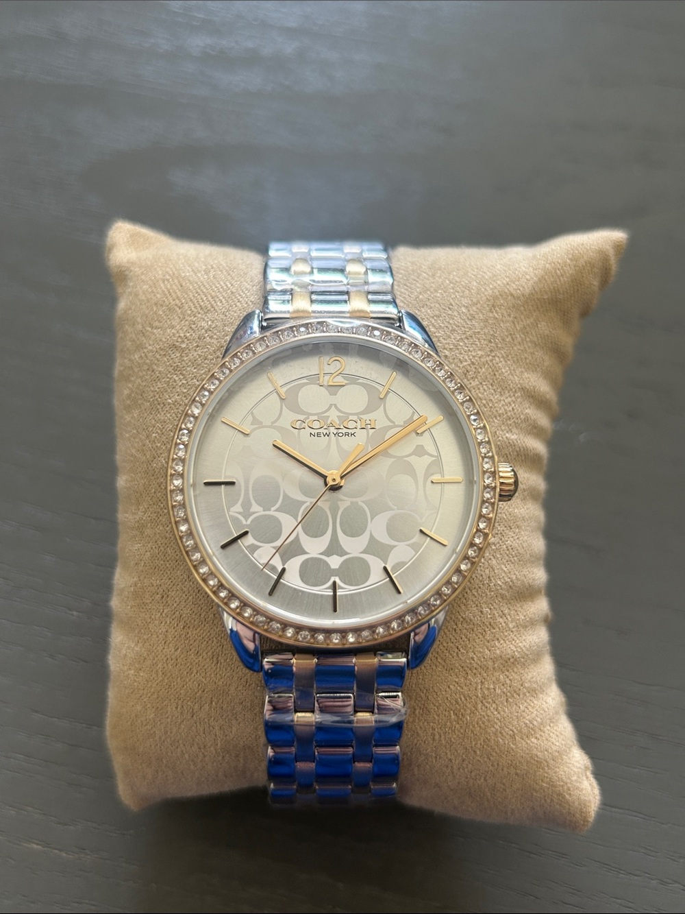 Coach Silver and Gold-Tone Crystal Bezel Women's Watch